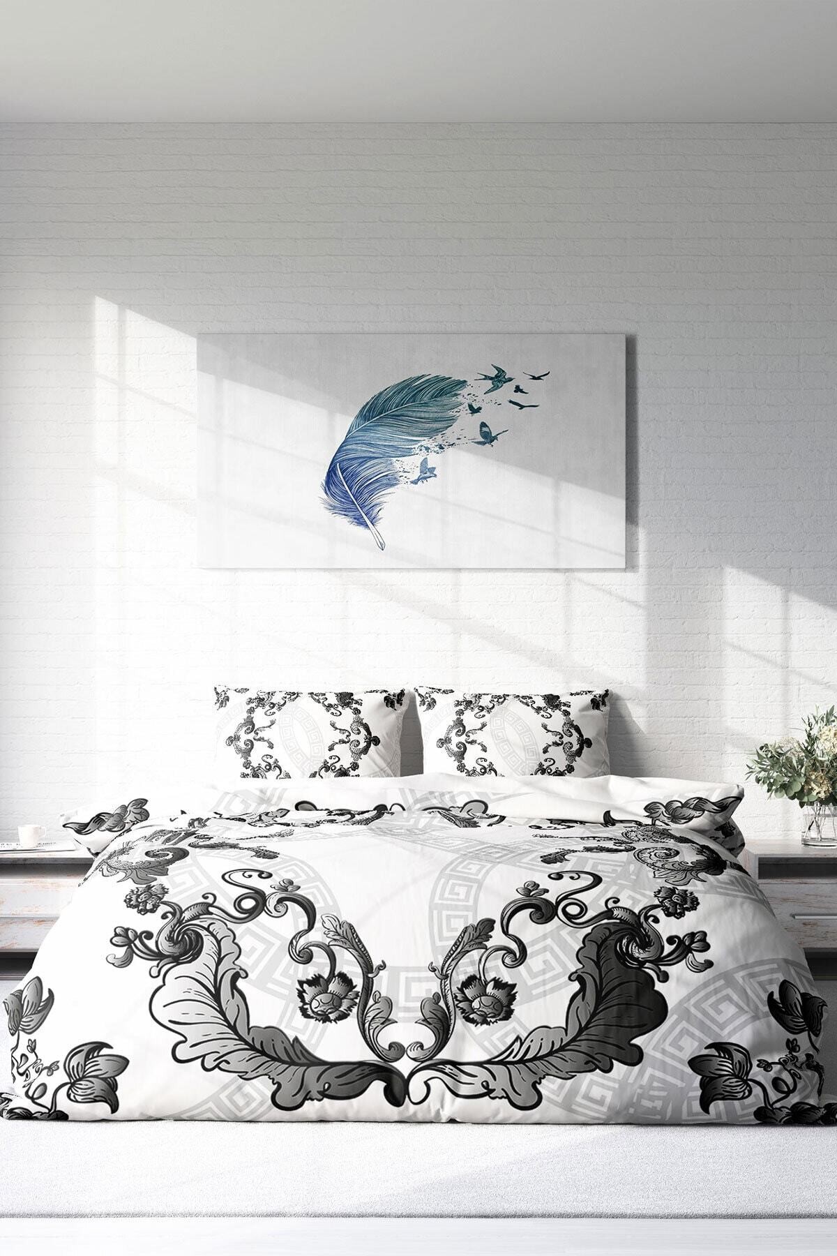Kıng Sıze Silver Baraque 3d Çift Kişilik Nevresim Takımı 220x240cm