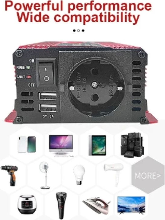 12V 2000W Modifiye Sınus Inverter 220V Dijital Göstergeli- Taşınabilir Güç Kaynağı