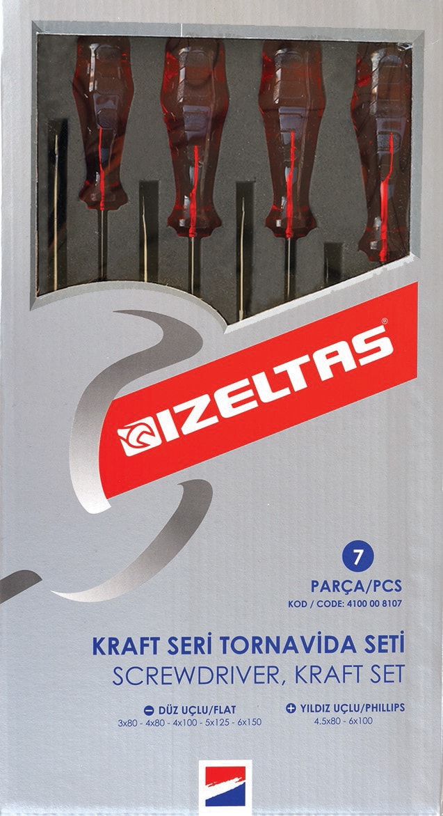 İZELTAŞ Izeltaş Kraft Seri Tornavida Seti (7 Parça)