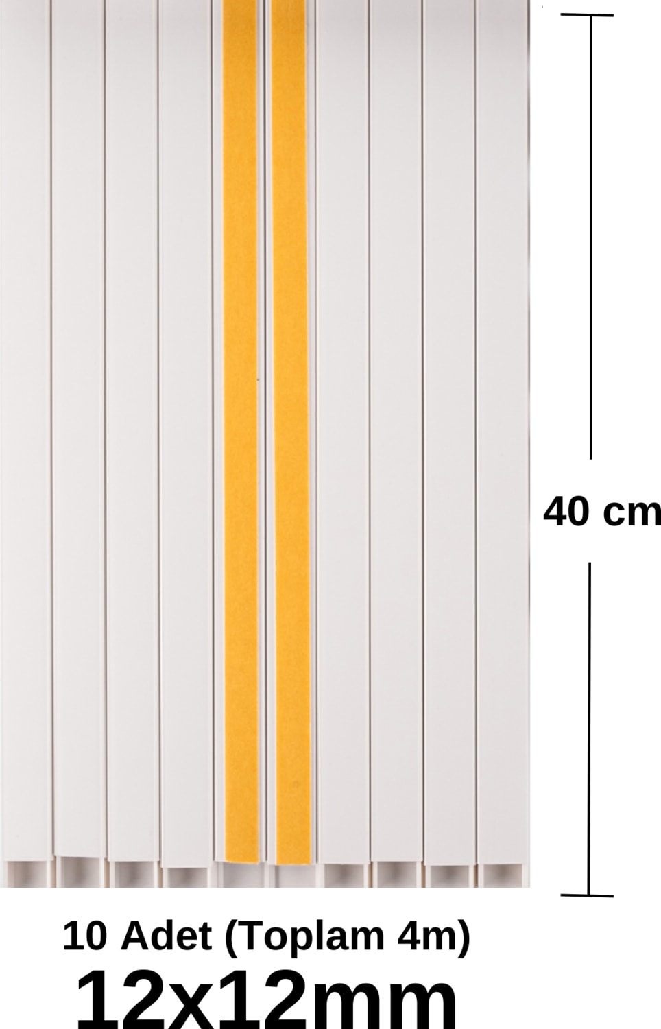 4 Metre (12X12MM) Kedinden Yapışkanlı Kablo Kanalı | 4m (10 Adet x 40CM) Kablo Gizleyici