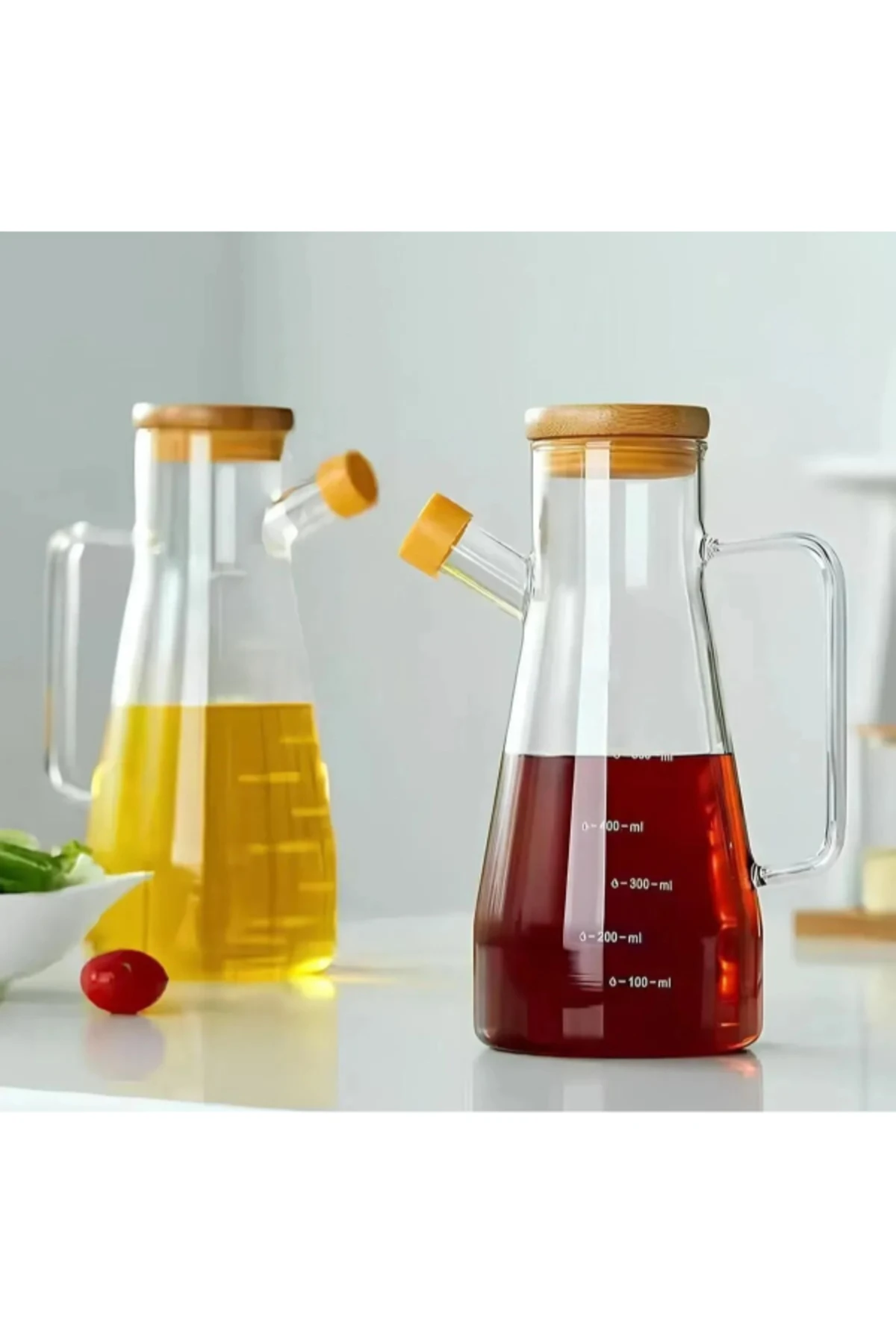 Standlı 2'li Cam Yağdanlık