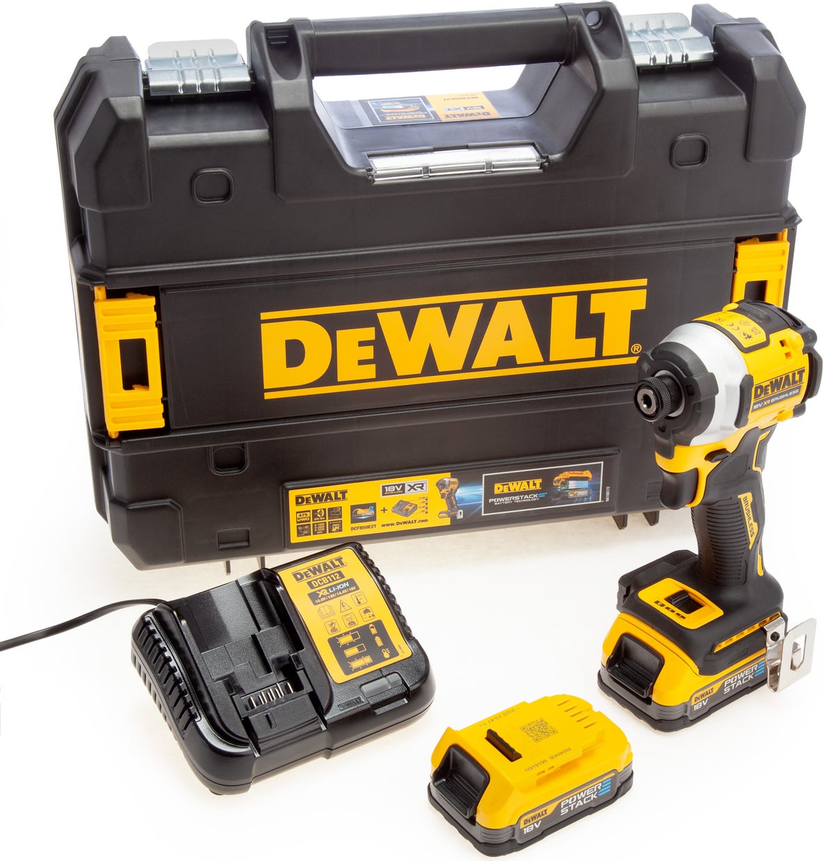 DEWALT DCF850E2T 18V 1.7AH Li-Ion Power Stack Kömürsüz Çift Akülü Darbeli Tornavida