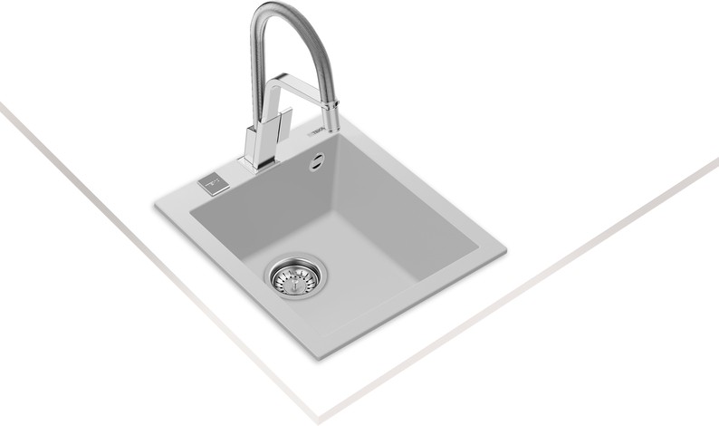 FORSQUARE 34.40 TG ARTIC WHITE Ankastre Kumanda Sifonlu Granit Eviye Siyah 34 cm 115230014