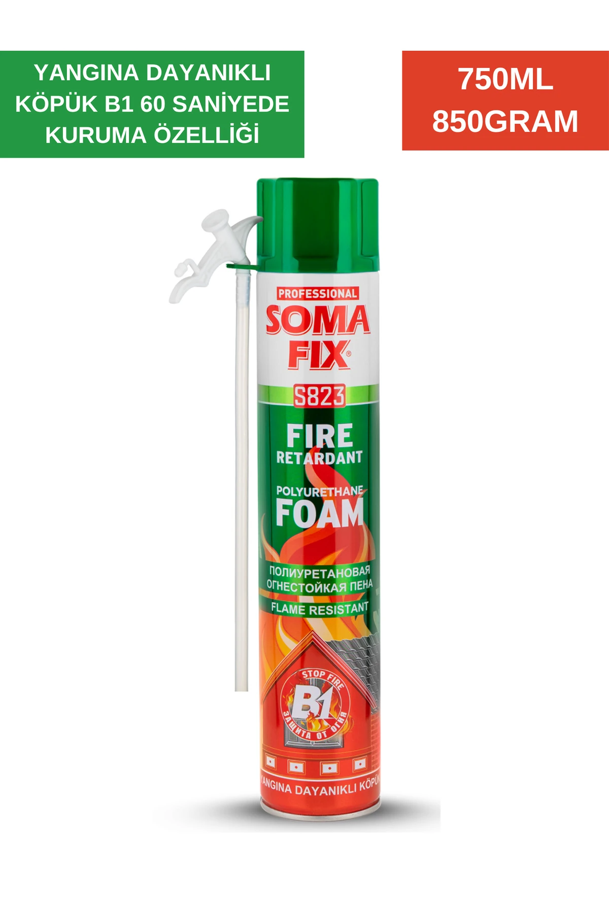 Yangına Dayanıklı B1 Poliüretan Köpük 750ML 850GRAM
