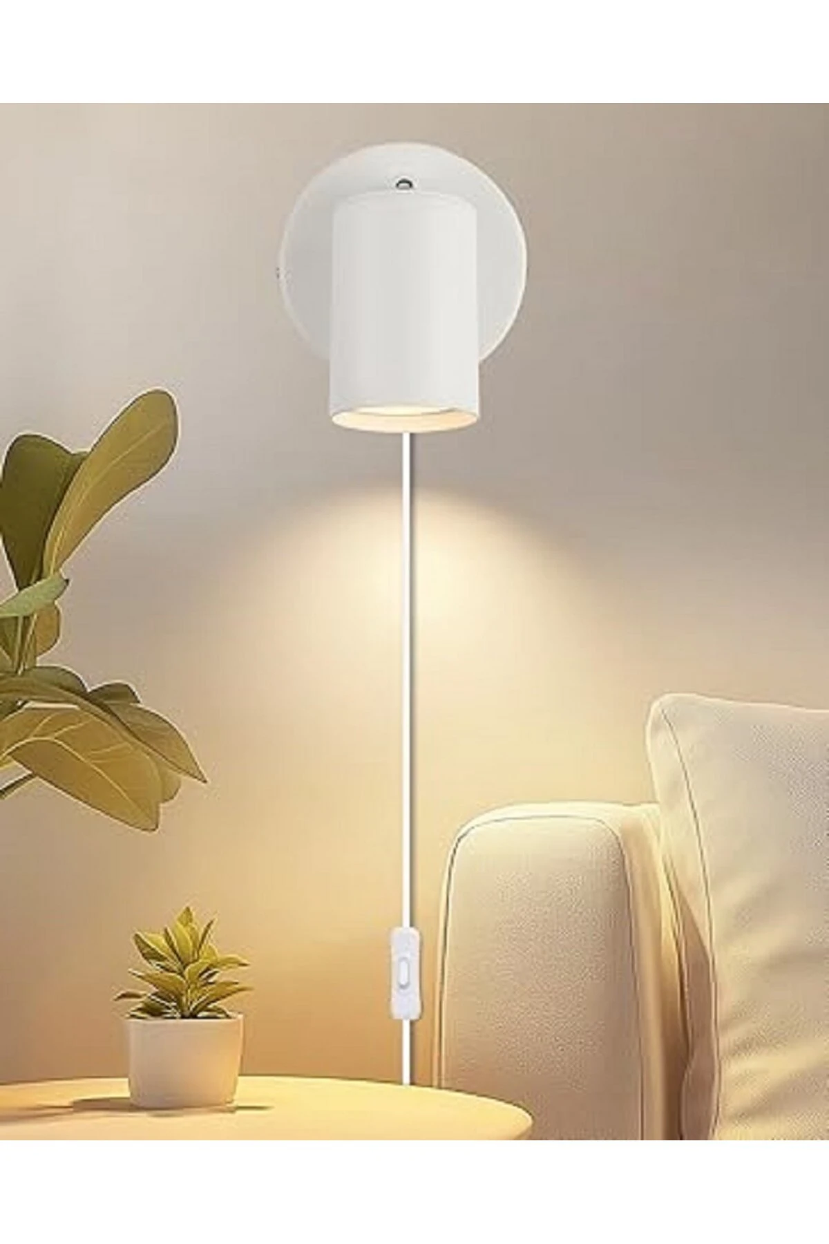 MODERN1 BEYAZ HAREKETLİ BAŞLIK GÜN IŞIĞI FİŞLİ,KABLOLU,ANAHTARLI METAL SPOT(AMPÜL DAHİL)