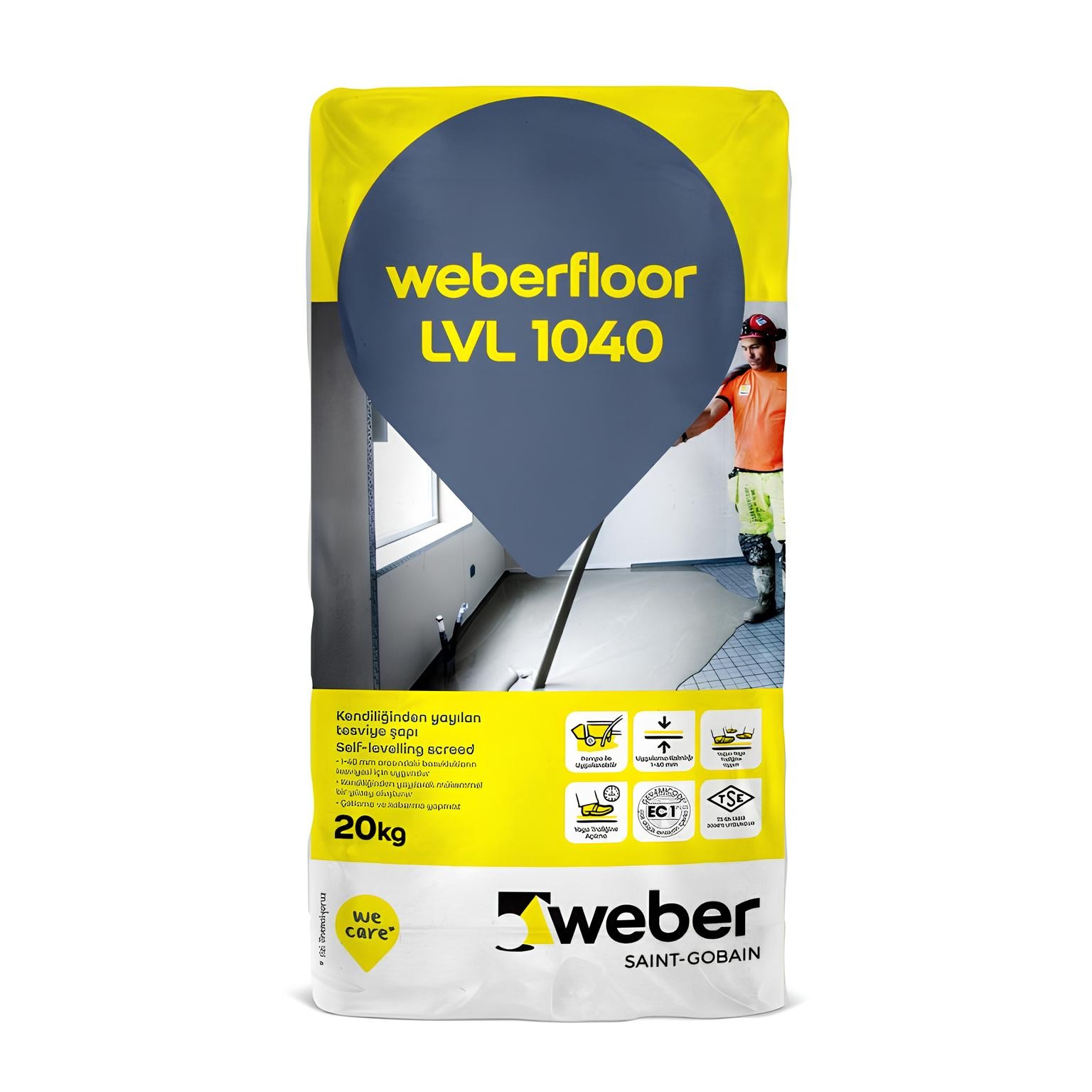 Weber Floor LVL 1040 Kendiliğinden Yayılabilen Tesviye Şapı 20 KG
