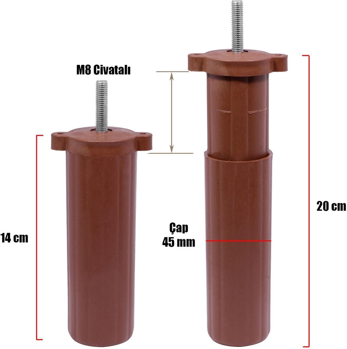 20'li Set Lukens Lüks Mobilya Koltuk Kanepe Tv Ünitesi Destek Ayağı 14 cm Ahşap Desenli Ayakları