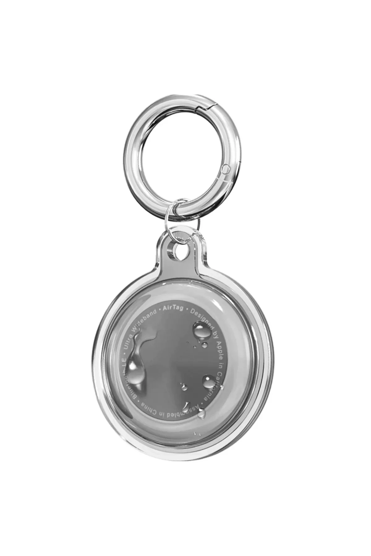 Airtag Şeffaf Su Geçirmez Koruyucu Kılıf Metal Anahtarlık Aparat Ve Dayanıklı Gri Silikon