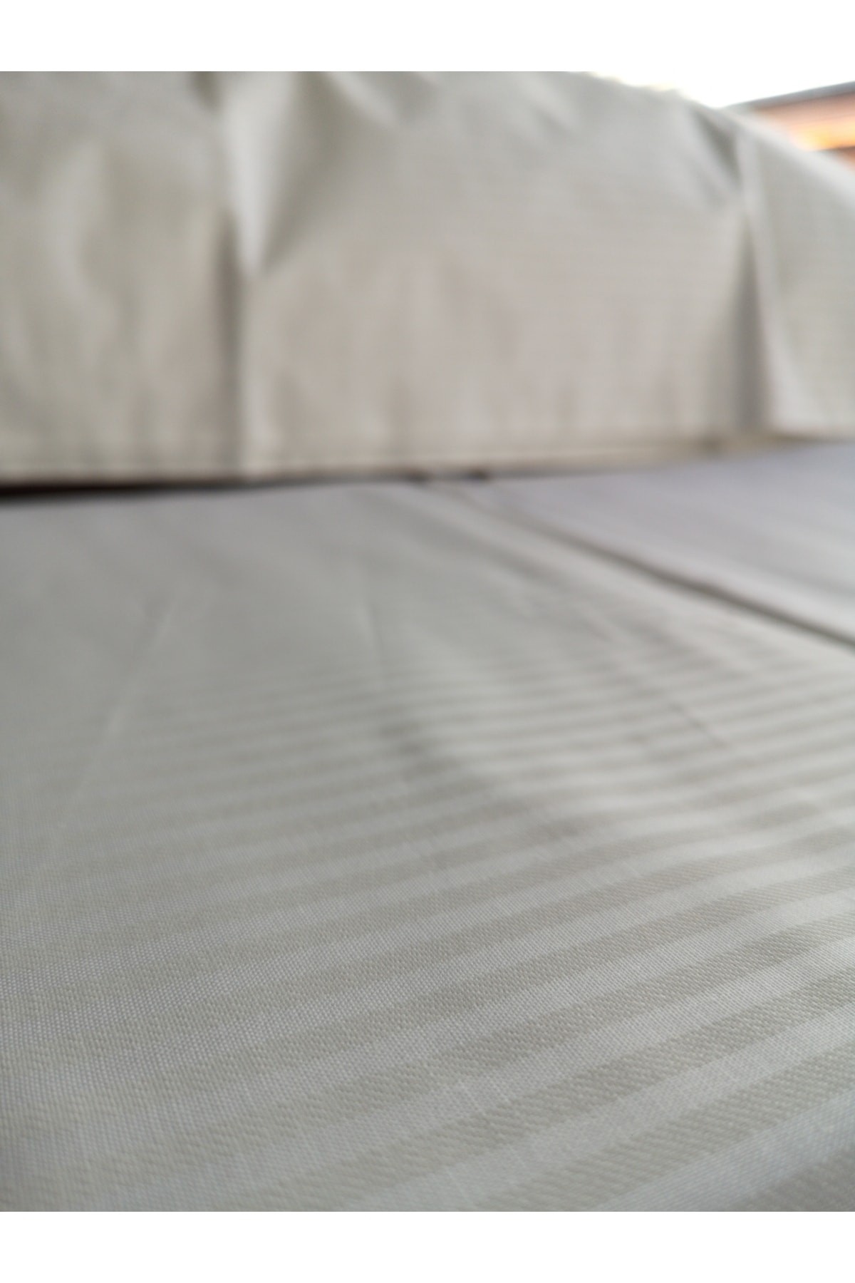 Solid Fancy Stripe Poplin Nevresim Takımı King Size V11-beyaz