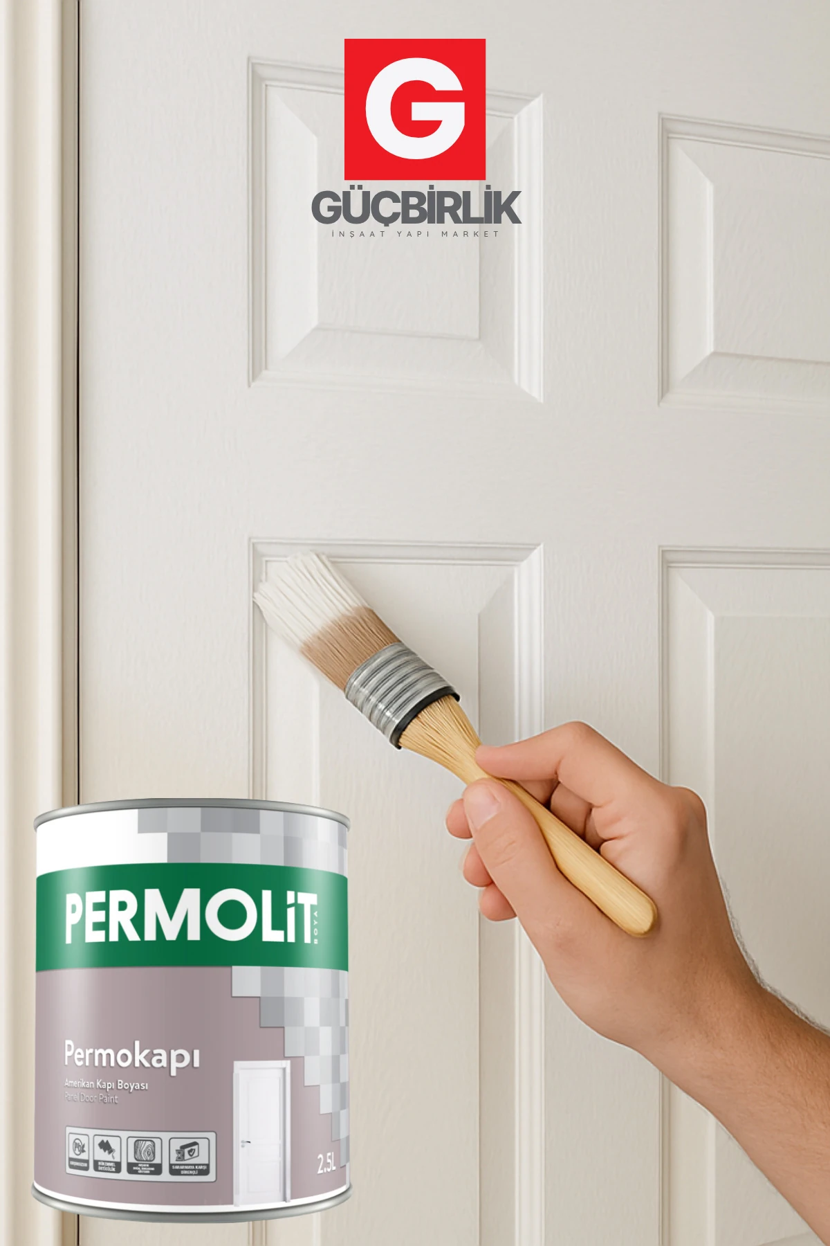 Permokapı Amerikan Panel Kapı Boyası Beyaz | 0,75L - 2,5L