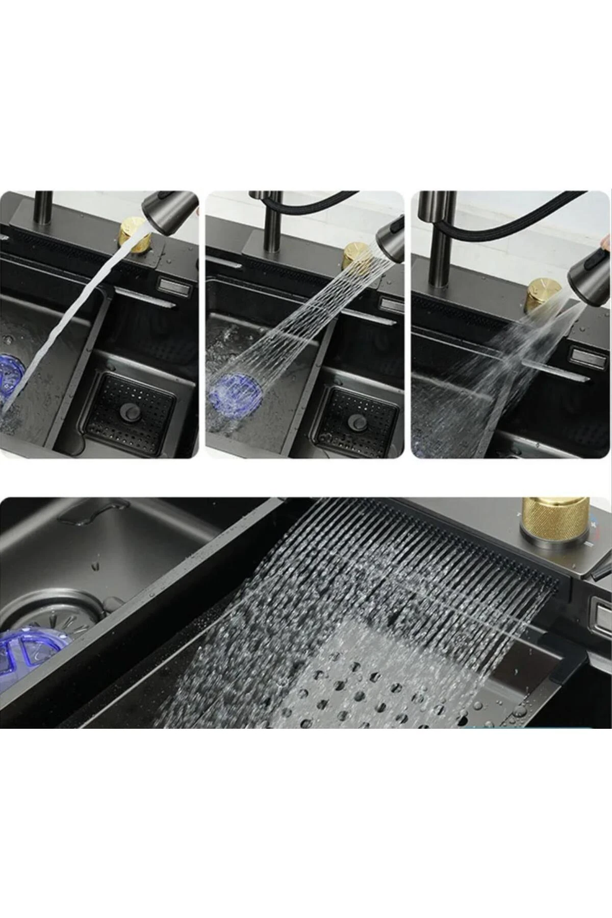 Teknolojik Paslanmaz Bal Peteği taban Akıllı Eviye Seti Batarya Ve Aksesuarlar Dahil