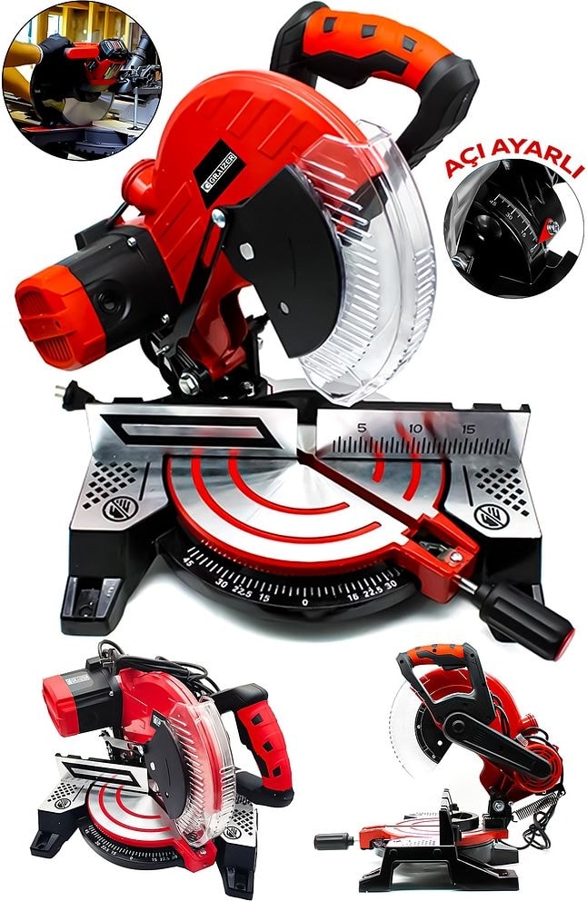 Maxstar Gönye Kesme Makinesi 49X37X40 cm Sağ-Sol 45 Derece Keser Açı Ayarlı 255X25.4X2.8X40T
