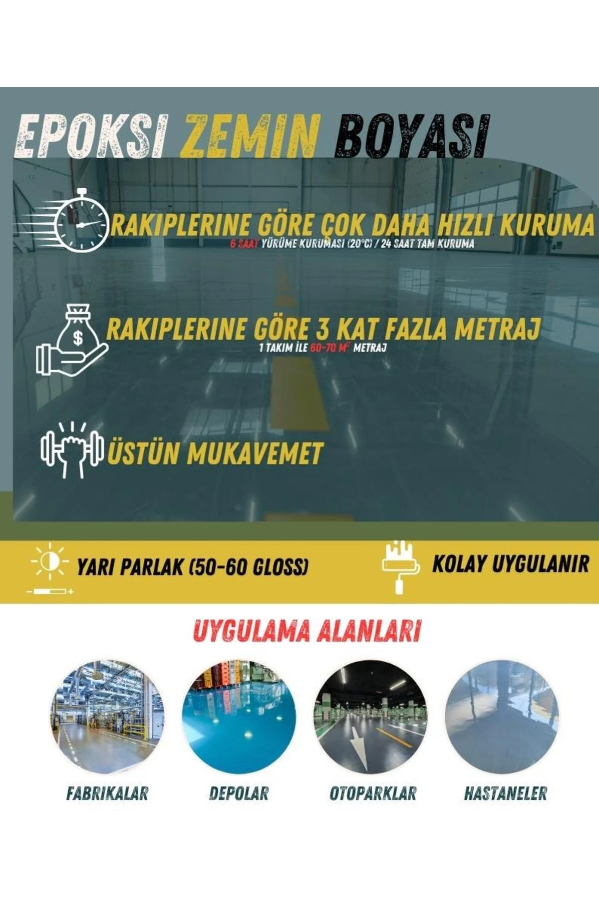 4530 Solventli Epoksi Zemin Boyası 21 Kg Açık Gri Ral 7035