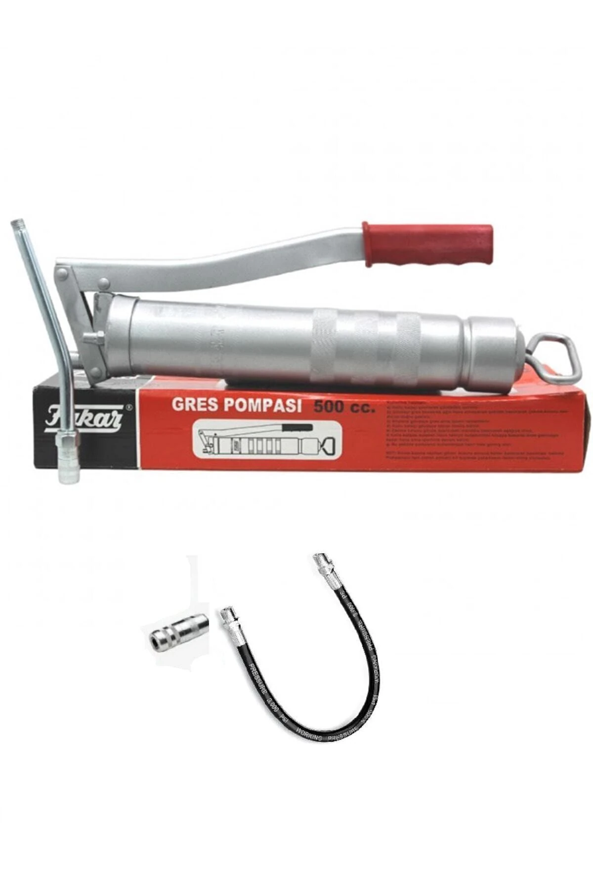 Yerli Ürün Gres Yağı Pompası 500 Cc Ve Gres Yağı Pompa 22 Cm Uzatma Hortumlu.