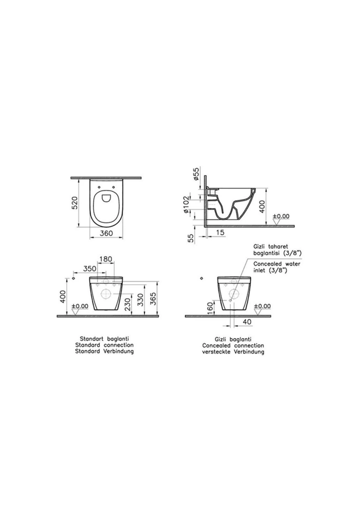 S50 Rim-ex Kanalsız Asma Klozet 7740b003-0850