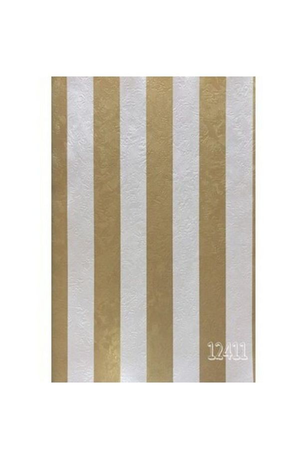 Beyaz & Altın Çizgili Modern Duvar Kağıdı 5m2