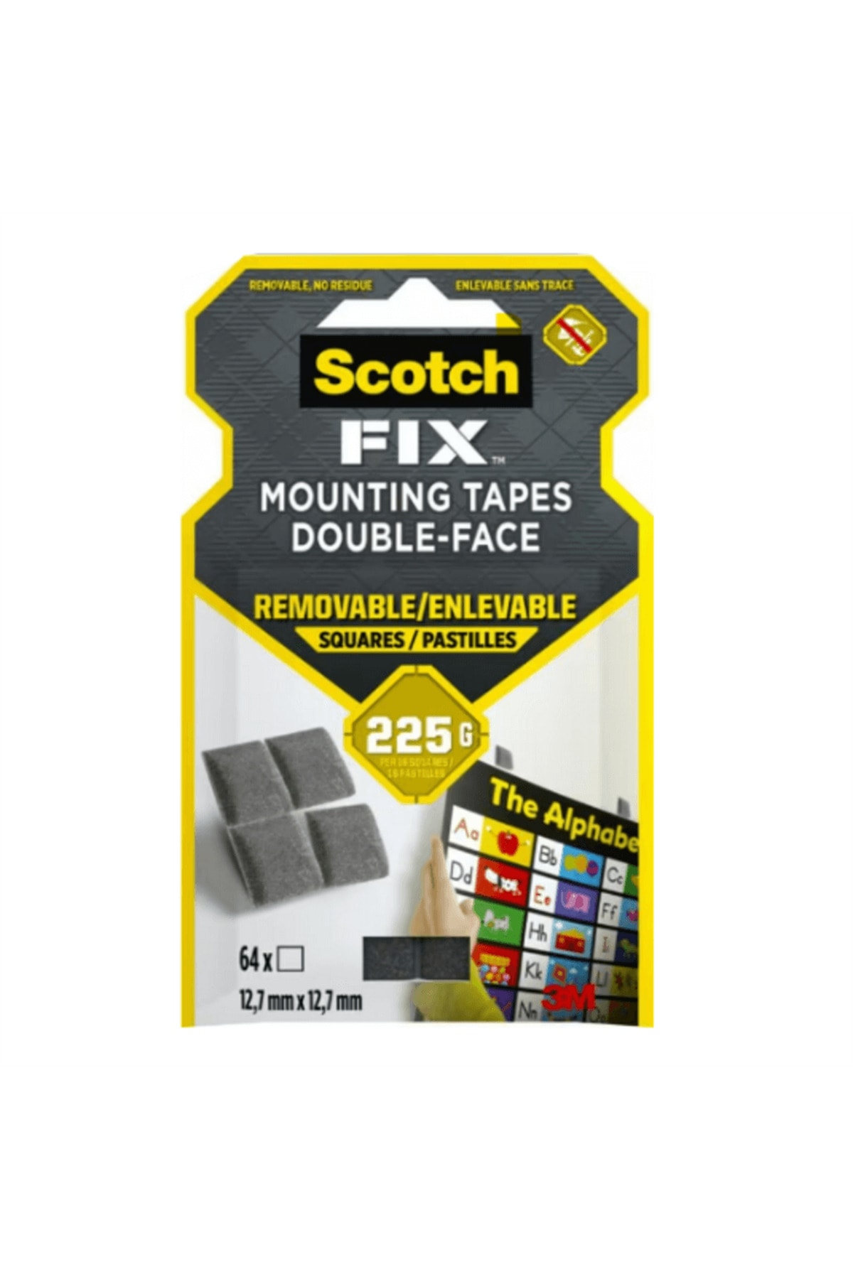™ Scotch-fix™ Çıkarılabilir Çift Taraflı Yapışkan Köpük Kareler, Max 225 gr (12,7mm X 12,7mm - 64