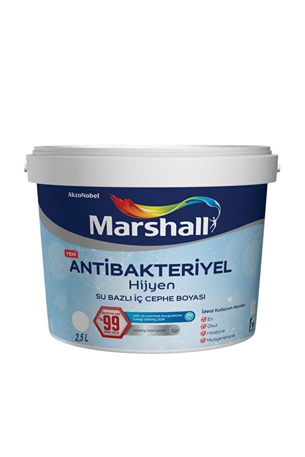 Antibakteriyel Hijyen Iç Cephe Boyası Karadeniz 2,5 Lt (3,5 KG)