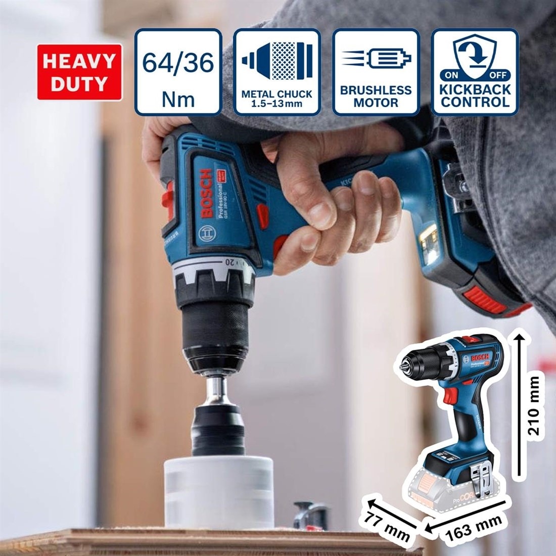 BOSCH GSR 18V-90 C Akülü Delme Vidalama Makinesi(2X5 AH Akü+Şarj
