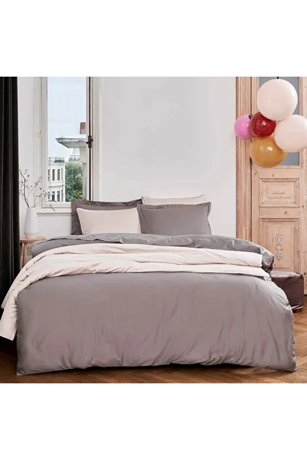 Mix&Match Pamuk Saten Çift Kişilik Nevresim Kılıfı Vizon