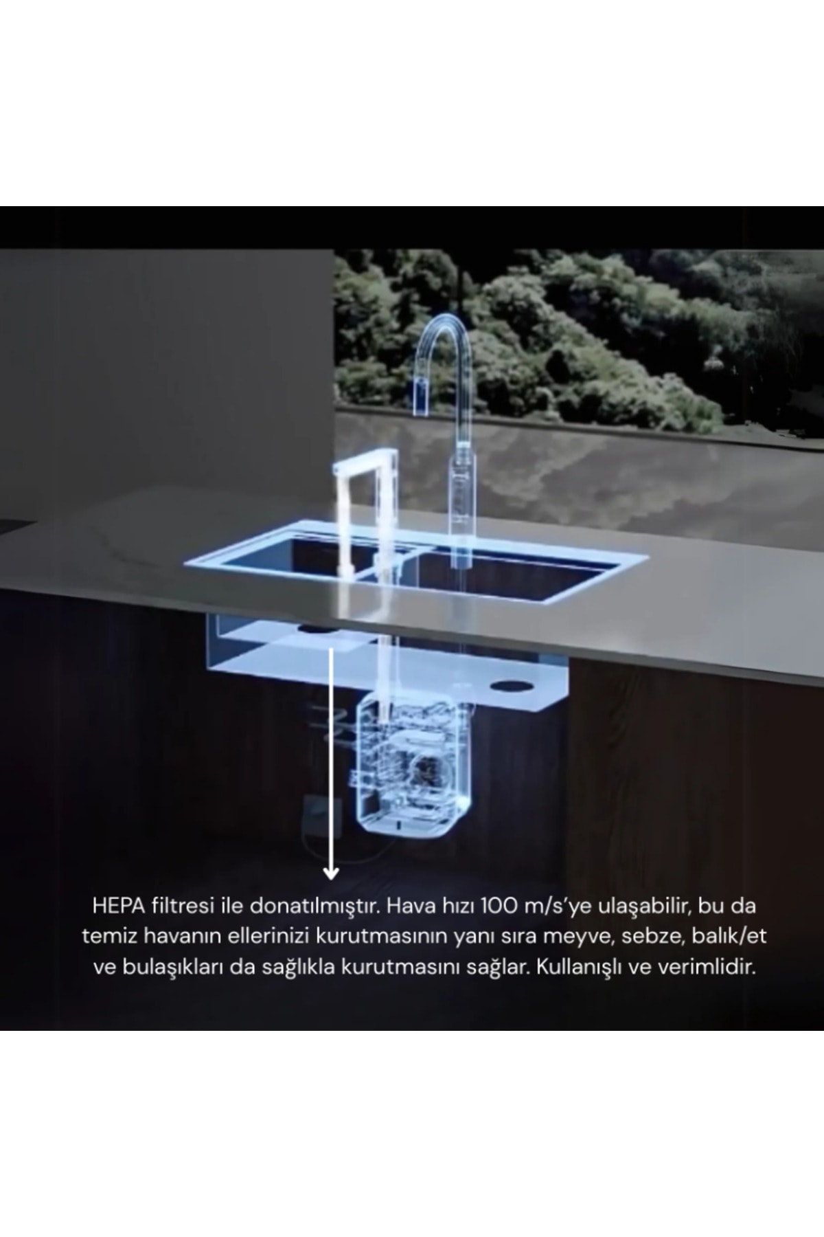 Smart Tech Kurutma Teknolojili Akıllı Mutfak Eviyesi Inox Renk-Meyve Sebze Kurutmalı Akıllı Evye