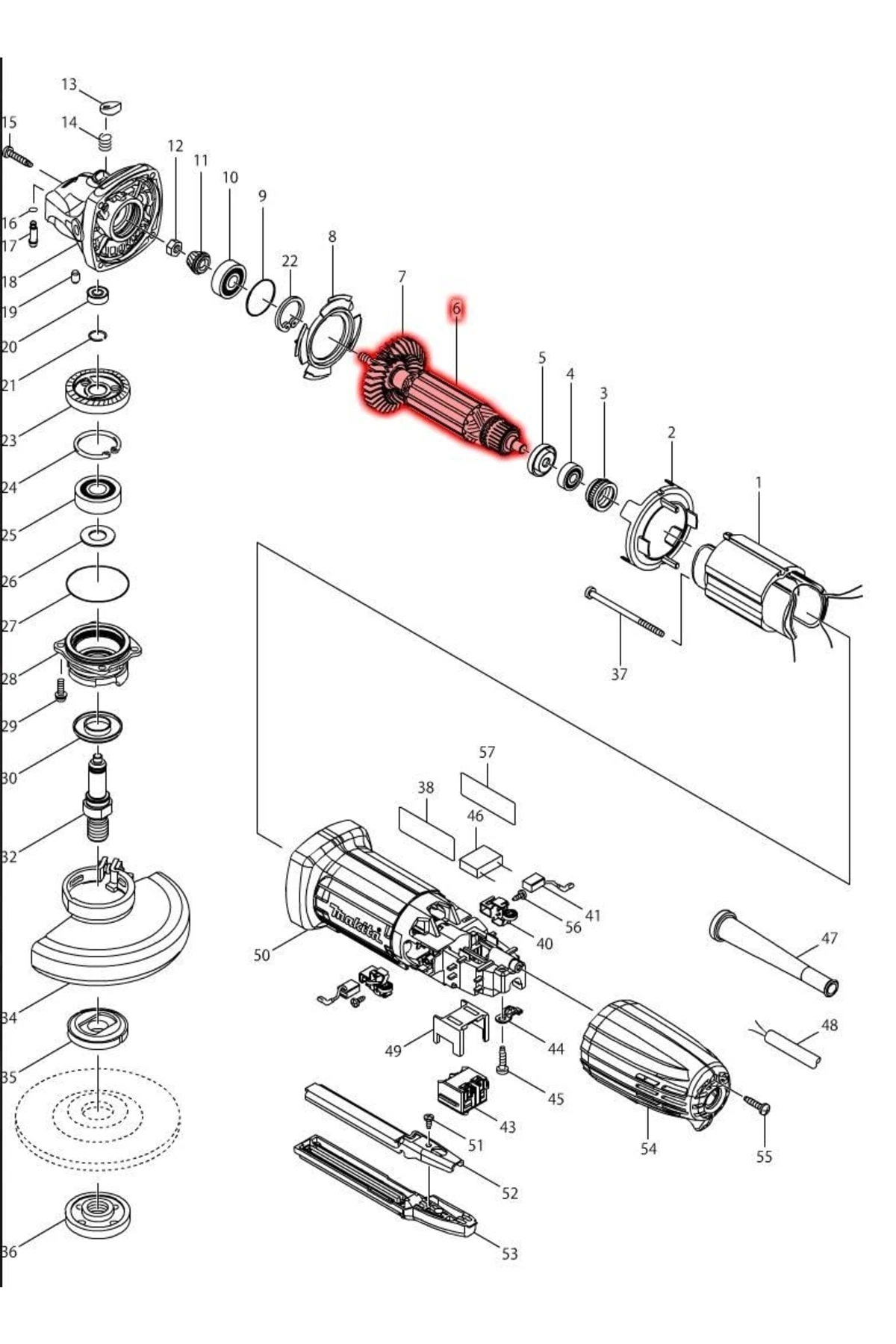 Makita Ga4534 Endüvi Rotor Kollektör Ürün Kodu 517649-4