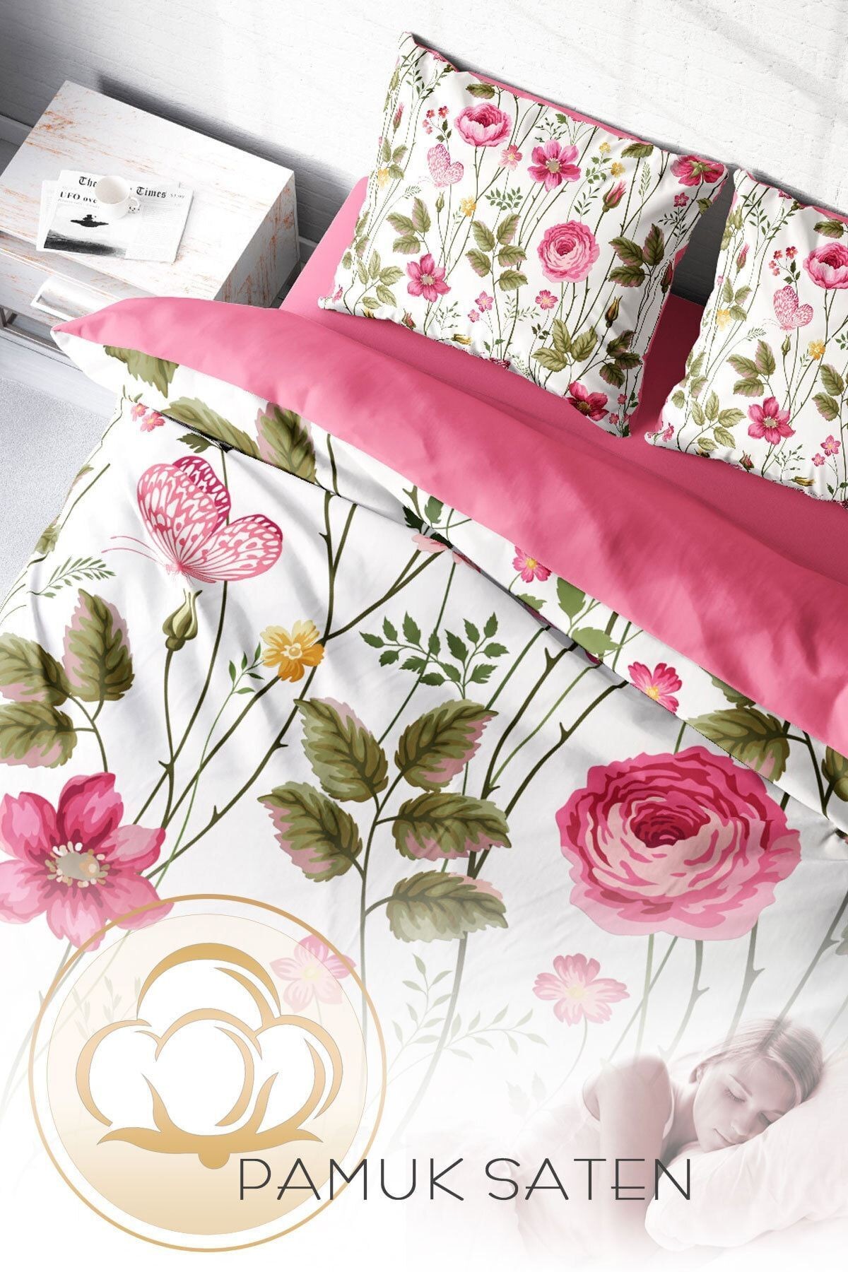 Relax Flower 3d Pamuk Saten Çift Kişilik Nevresim Takımı