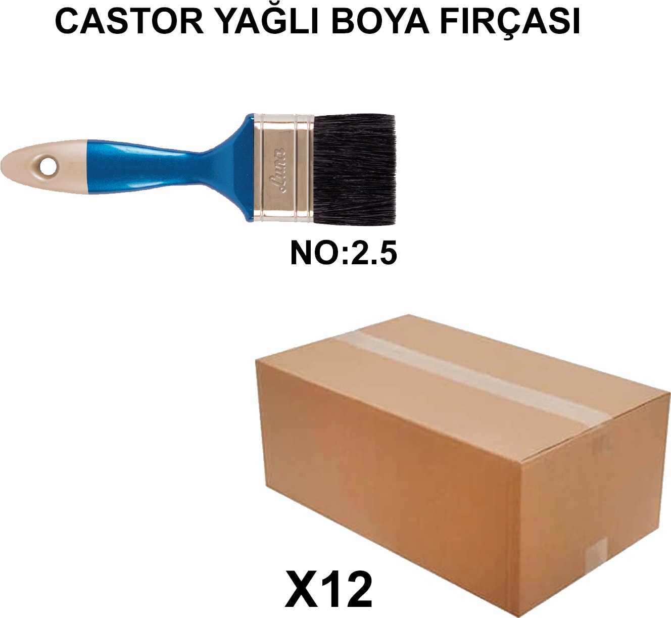 İZMİR FIRÇA Izmir Fırça Arge Toptan Castor Yağlı Boya Fırçası No 2.5- 12 Adet 004108
