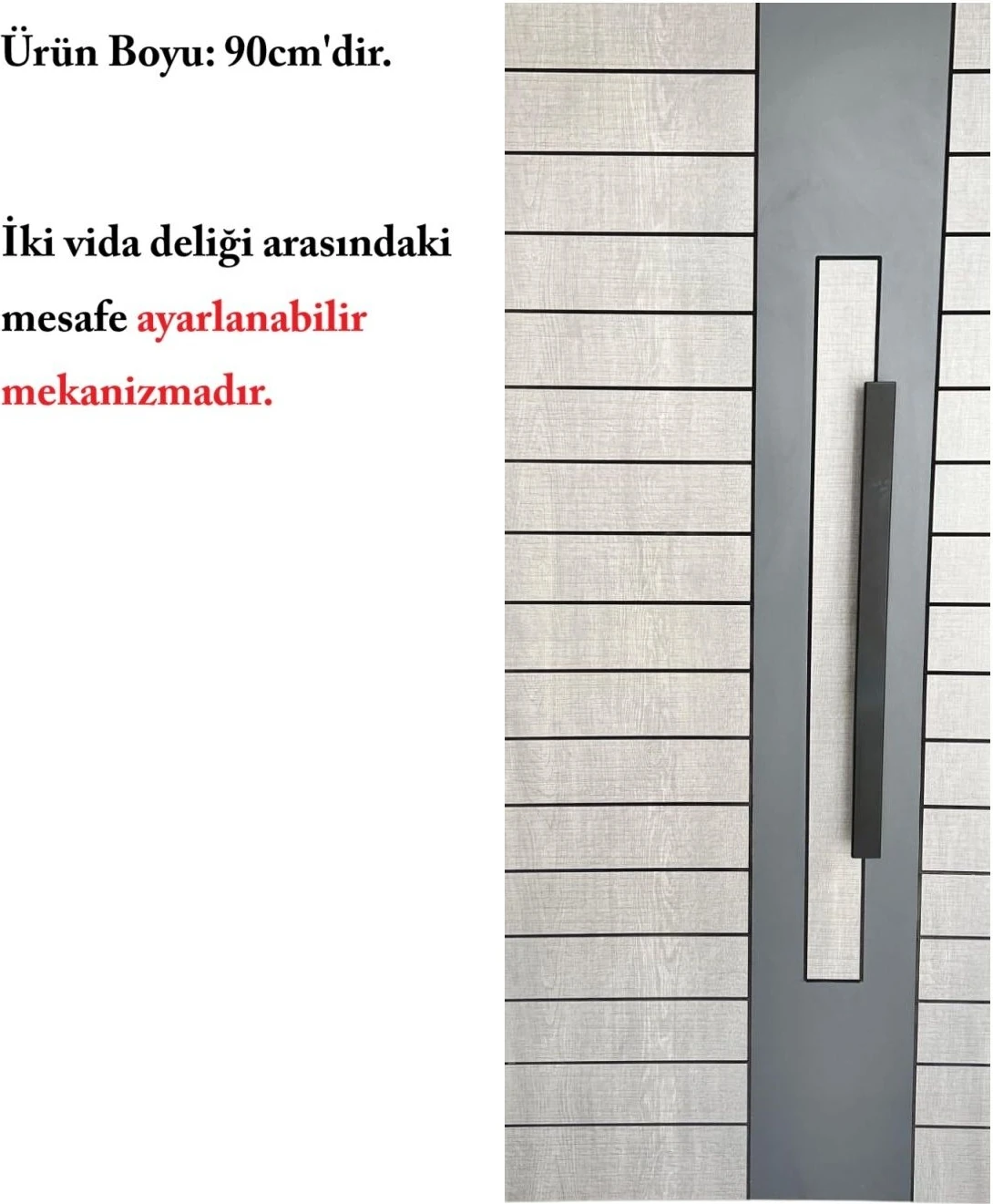 Siyah Dikdörtgen Çelik Kapı Kolu, 90CM, Dayanıklı ve Şık Tasarım