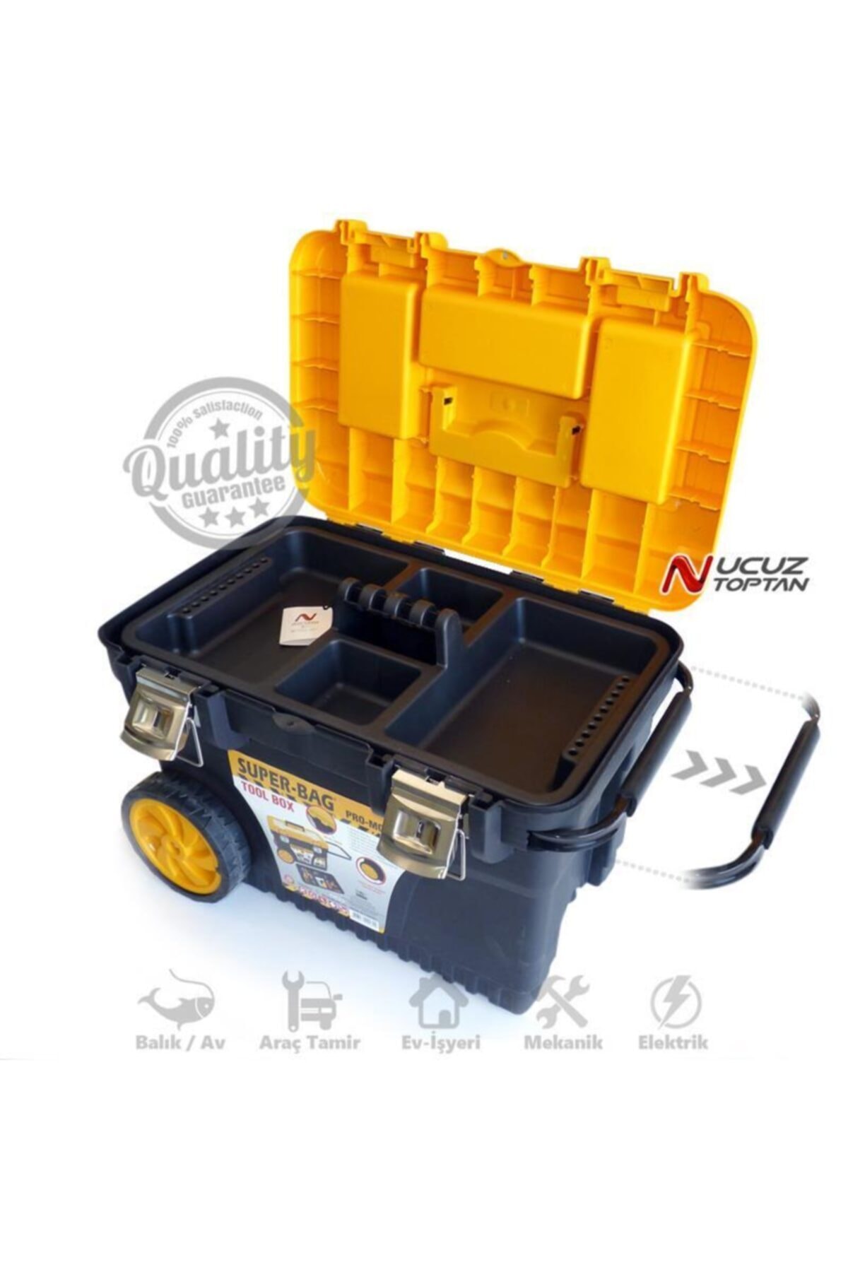 Mobil Büyük Tekerlekli Metal Saplı Sağlam Mobil Alet Çantası Asr-2010