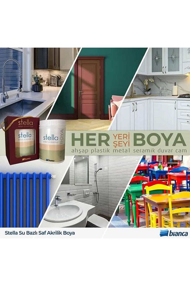 BİANCA STELLA SU BAZLI SAF AKRİLİK YENİ NESİL DÖNÜŞÜM BOYASI 1 lt RAL-9016