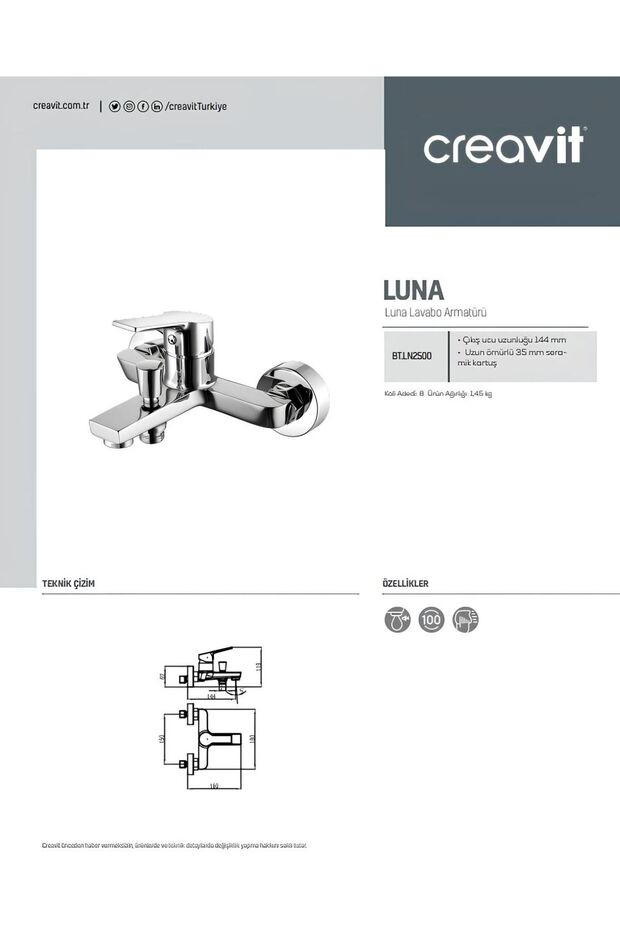 Luna Batarya Seti 3'Lü Banyo-lavabo-Evye