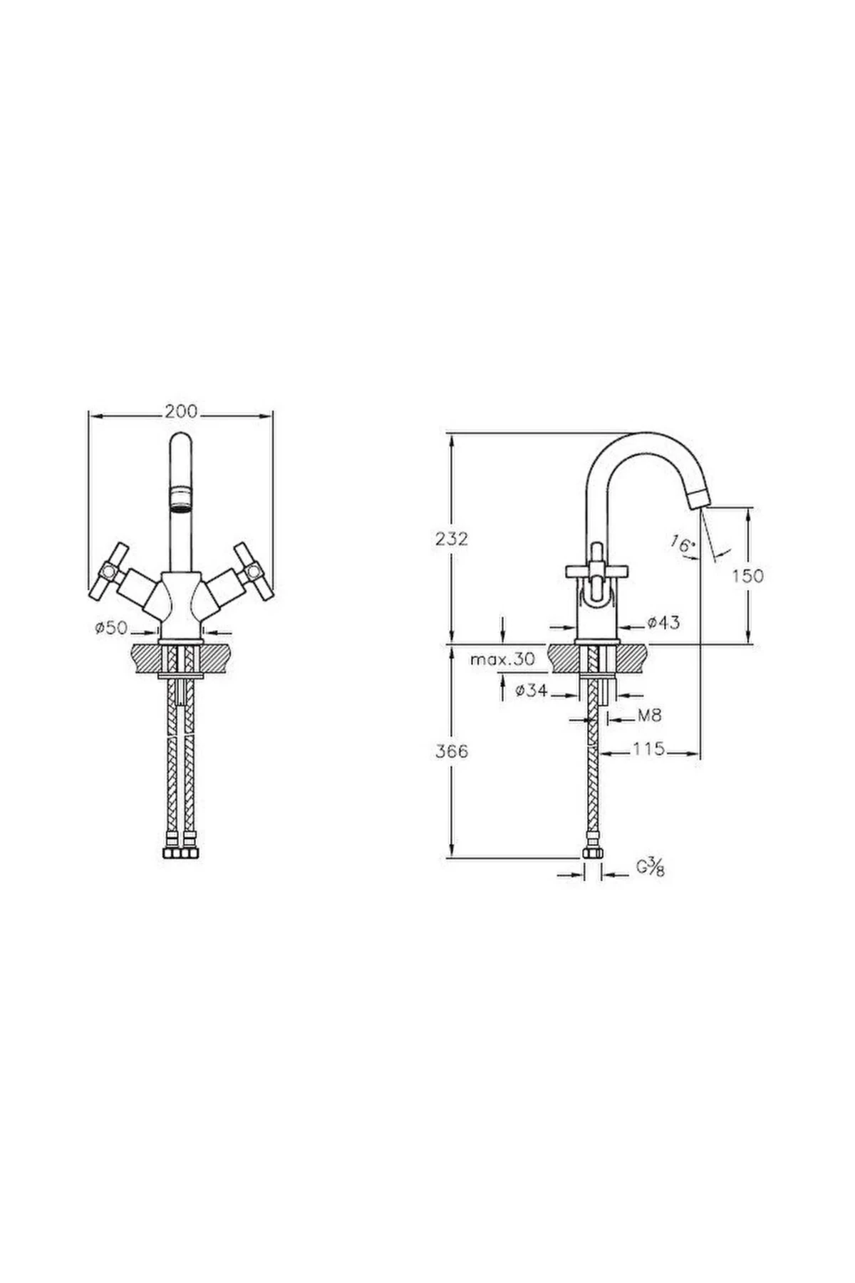 Juno A4086226 Lavabo Bataryası, Bakır