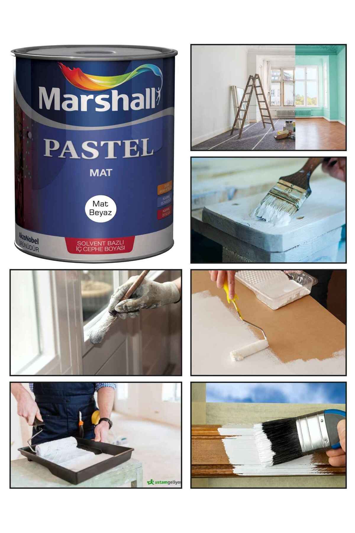 Pastel Mat Ahşap-metal-duvar Boyası Beyaz 0.75lt=1kg-tam Silinebilir-saten Dokulu