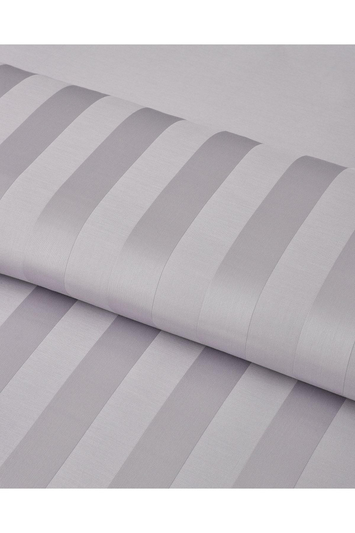 Deluxe Çizgili Pamuk Saten Çift Kişilik Nevresim Takımı 200x220 cm Açık Leylak