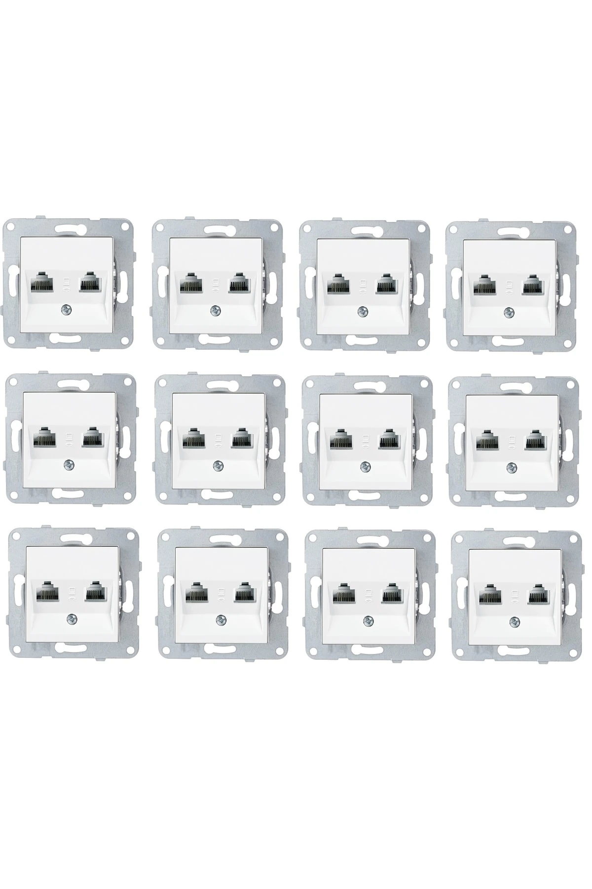 Byobu 12 Adet Beyaz Data-nümeris Telefon Priz (cat3-cat6) Çerçevesiz