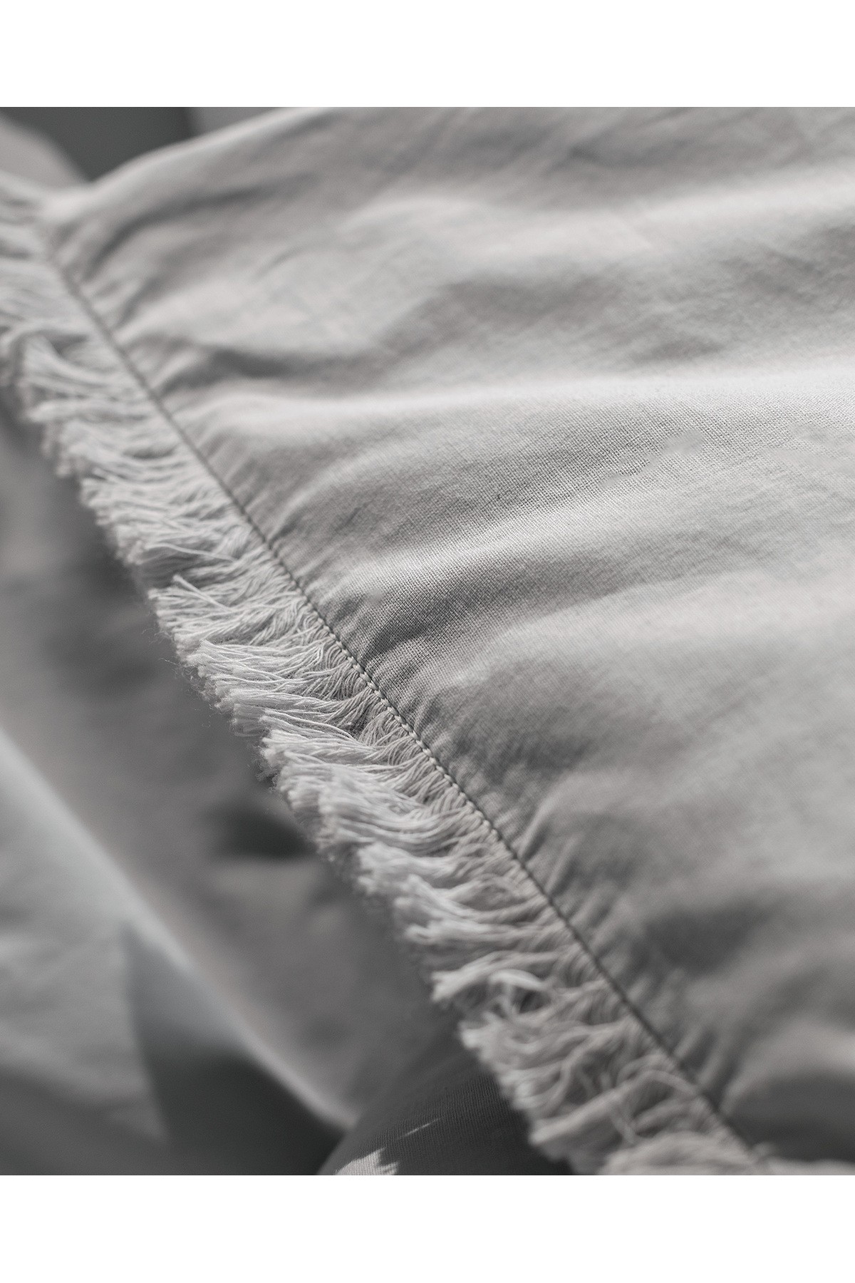 Sona King Size Püsküllü Nevresim Takımı - Gri