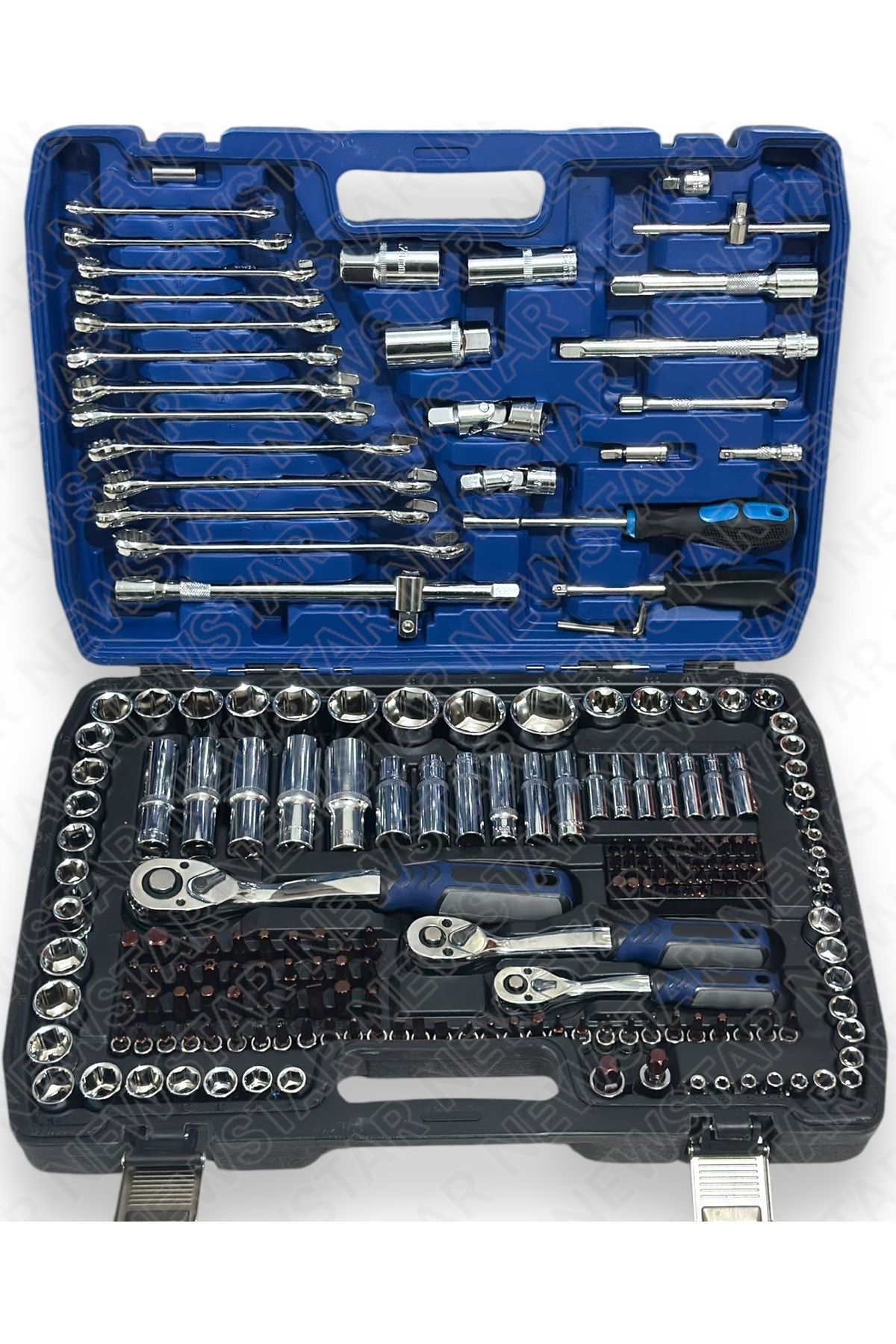 Tam Profesiyonel Germany 72 Diş Eğik Cırcır 218 Parça Lokma Takımı Oto Tamirci Tam Set 1/2-3/8-1/4