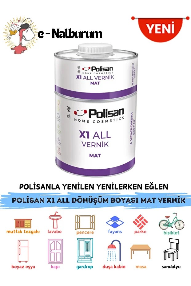 X1 ALL İstediğini Vernikle -Silinebilir-Yıkanabilir-Leke Tutmayan Dönüşüm Verniği  600g