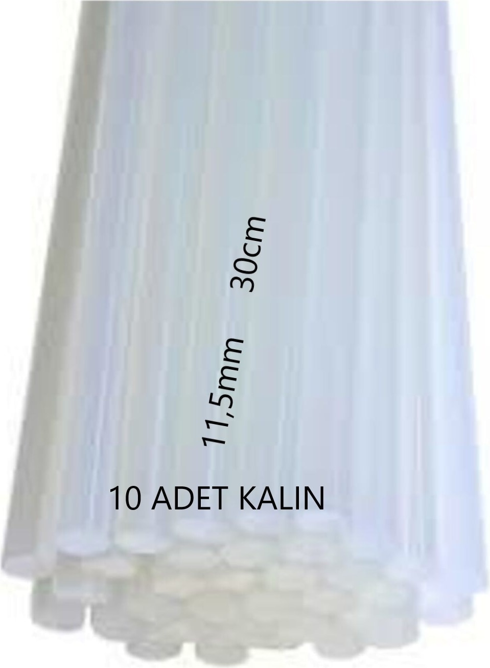 10 Adet Kalın Mum Silikon Sıcak Çubuk Şeffaf 11,5mm 30CM