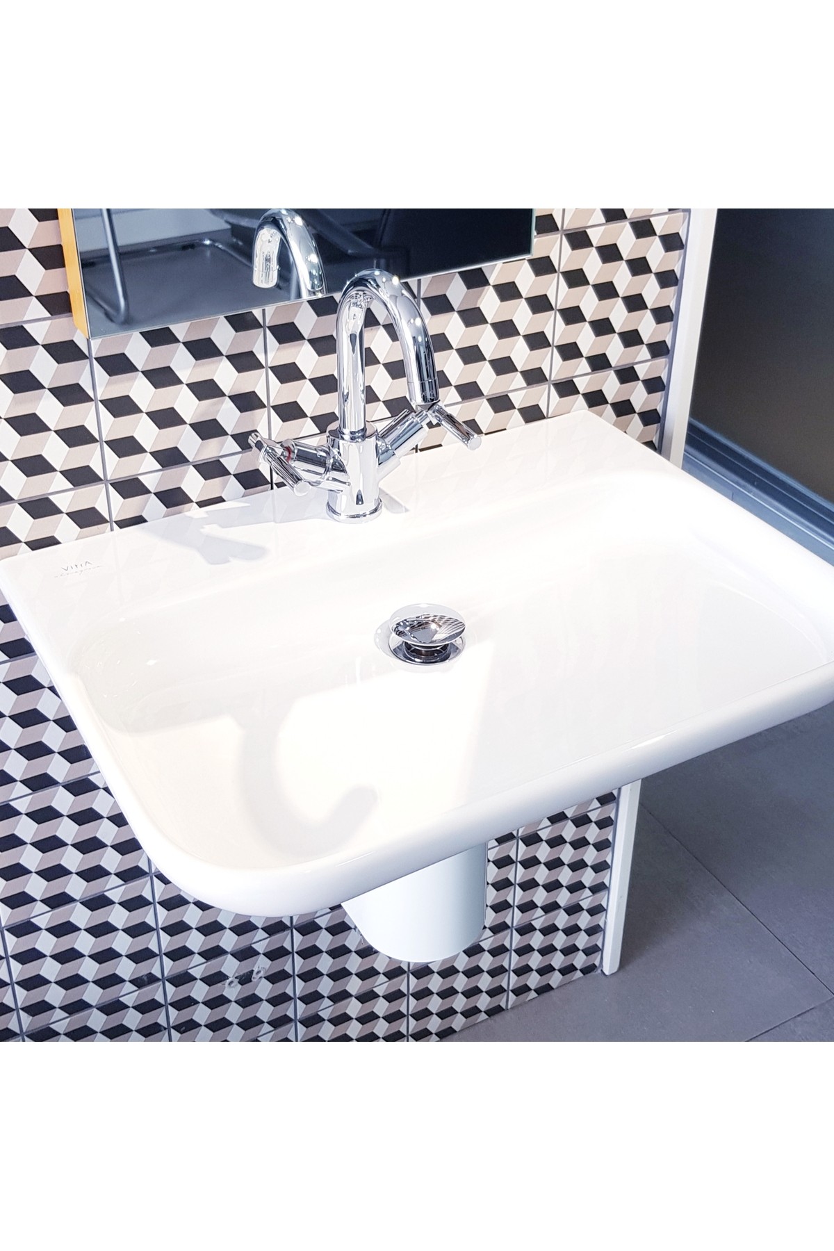 Mod Lavabo 80 cm - Tek armatür delikli - Duvara Asma ve Ayaklı kullanıma uygun
