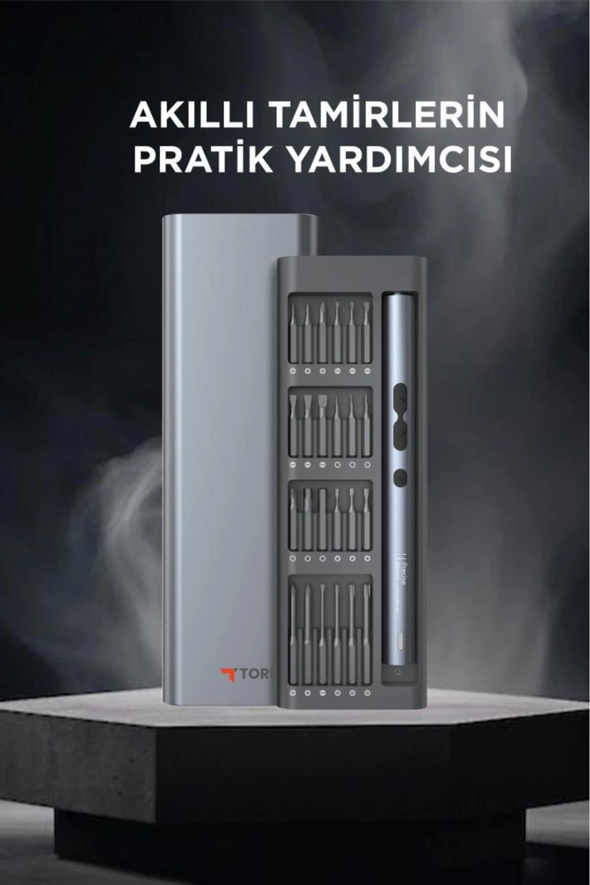 TTS-04 48 Parça Şarjlı Hassas Tornavida Seti – Led Işıklı, Mıknatıslı Alüminyum Kasa, Type-c