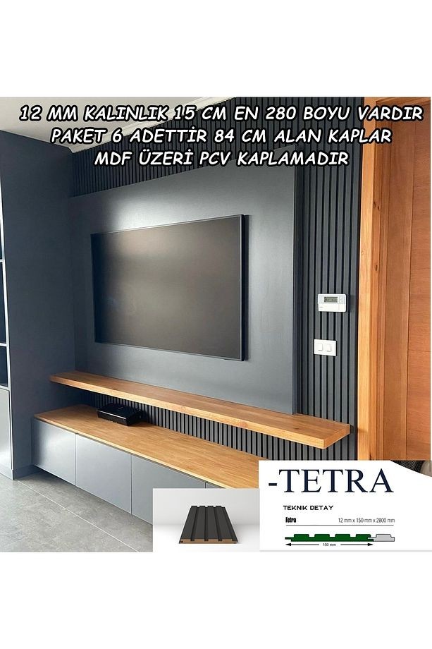 Mdf Duvar Paneli ve Duvar Lambrisi ve Vestiyer Tv Ünistesi Paneli 15X280 DEEP SEA (6'^LI PAKET)