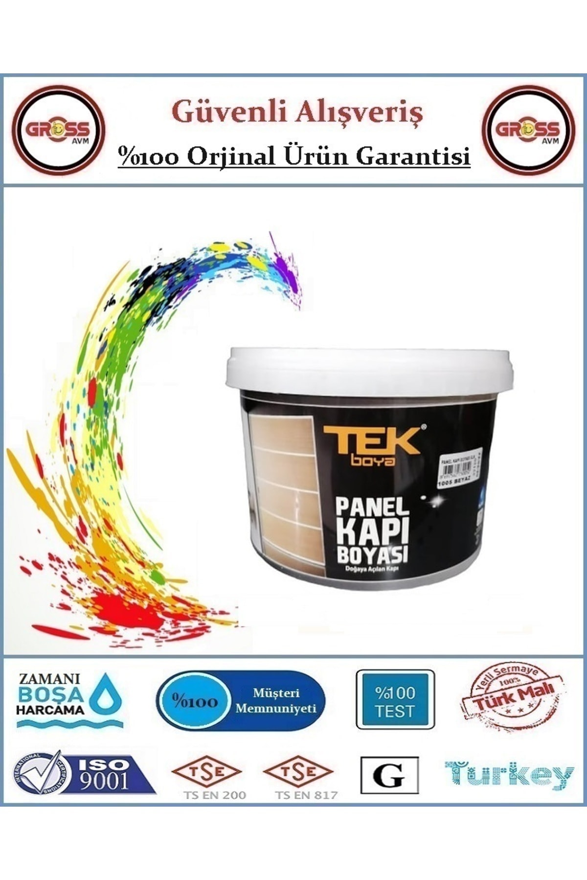 Su Bazlı Panel Kapı Boyası 0,75 Litre - Beyaz