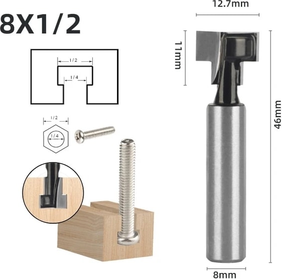 9 1/4 "6mm 6.35 mm 8mm Shank T Yuvası Kesici Yönlendirici Bit Seti Altıgen Cıvata Anahtar Delik Uçları T Planya Freze Kesici Ahşap Ağaç Işleme Için (Yurt Dışından)