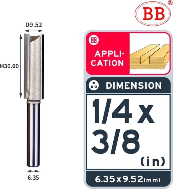 1-4x3-8 Bb Düz Bit 1/4 1/2 Ağaç Işleme Planya 1 2 Flüt Uzun Bıçak Yönlendirici Bit Aracı End Mill Kesici Yan Çalışma (Yurt Dışından)