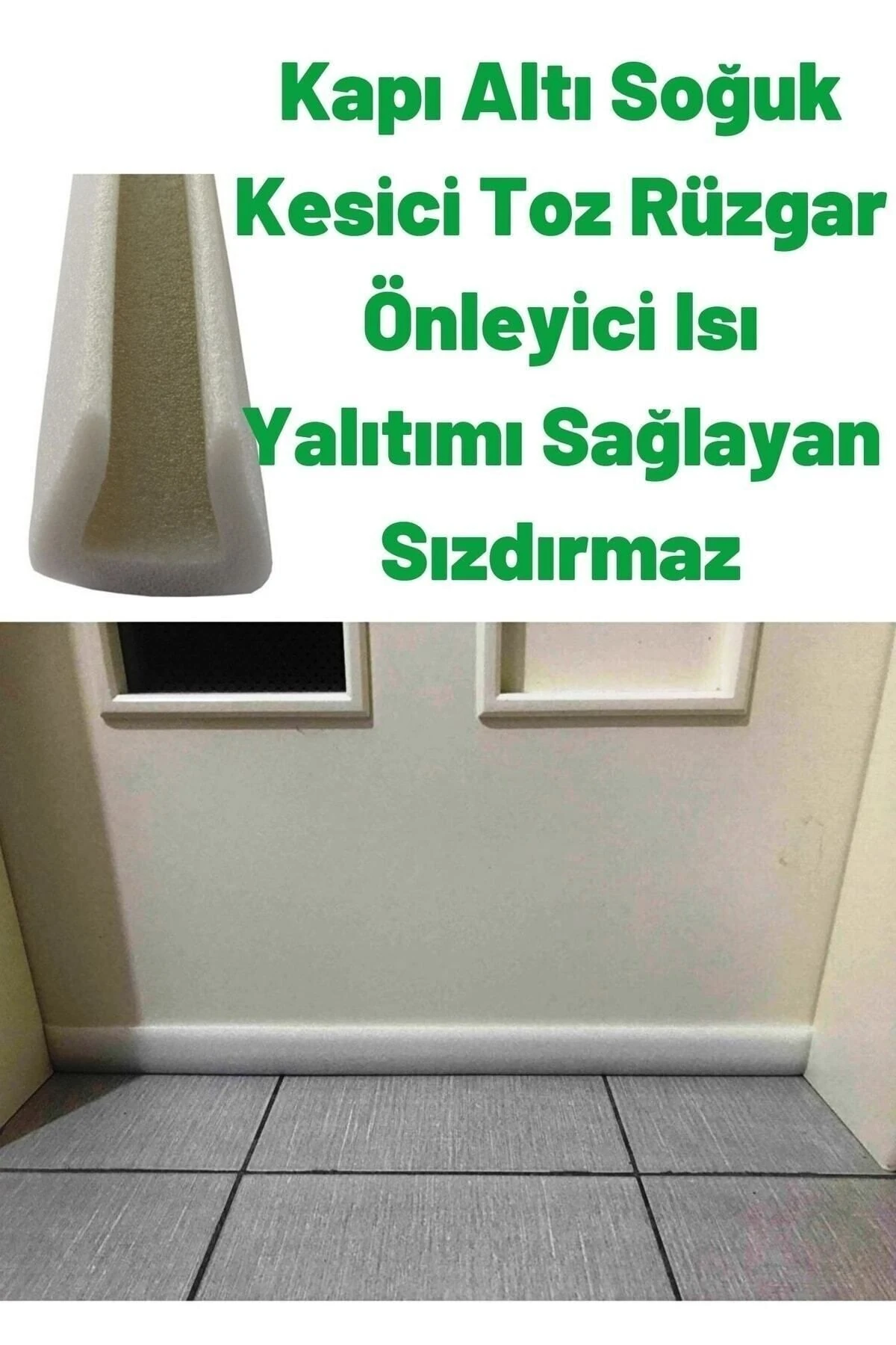 3 Adet Fiyatı - 90cm Kapı Altı Soğuk Kesici Isı Yalıtımı Süngeri Kapı Altı Rüzgarlığı . Beyaz Renk
