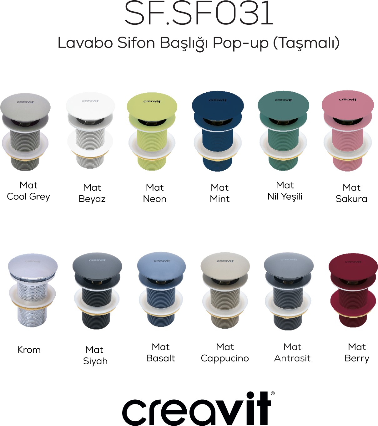 Lavabo Sifon Başlığı Pop-Up (Taşmalı)