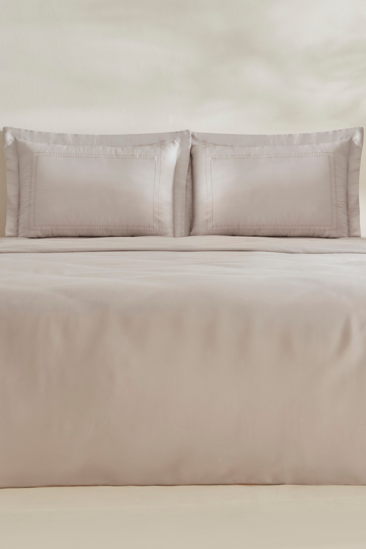 White Collection Felves %100 Pamuk Çift Kişilik Nevresim Takımı Açık Gri