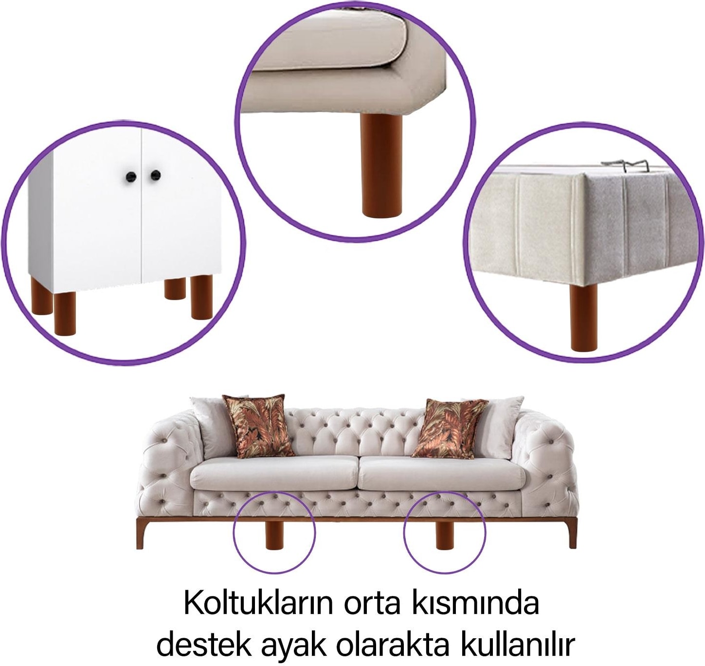 2 Adet Silindir Destek Ayağı 12 cm Kahverengi Sert Plastik Gizli Mobilya Kanepe Baza Koltuk Dolap Sehpa Tv Ünitesi Ayağı